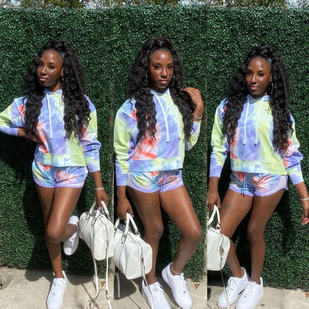 Nike Colorful Tie-Dye Hoodie and Shorts Set